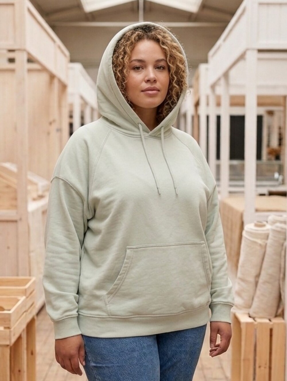 H&M💚SOFT Light GREEN Oversize Relaxed Fit Hoodie GUC Sz XL